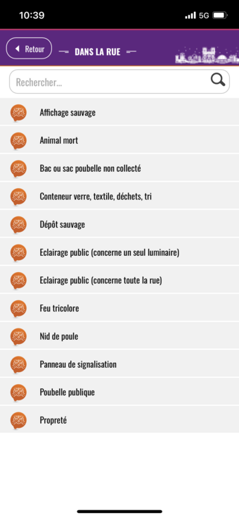 Exemples des signalements dans la rue